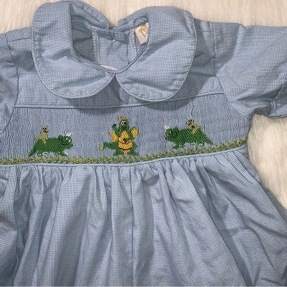 Alennys baby boy hand smocked‎ romper. Size 3 months